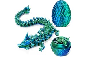Toospesy 3D Printed Dragon Egg Toys, Easter Egg Crystal Dinosaur Eggs Fidget Toys with Movable Joints for Kids Adults Gifts (Green)