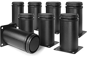 Masendelk 4 Inch Metal Furniture Legs Stainless Steel Adjustable Legs Black Metal Legs Round Cabinet Legs for Coffee Table Cabinet Desk Sofa Shelves, Pack of 8