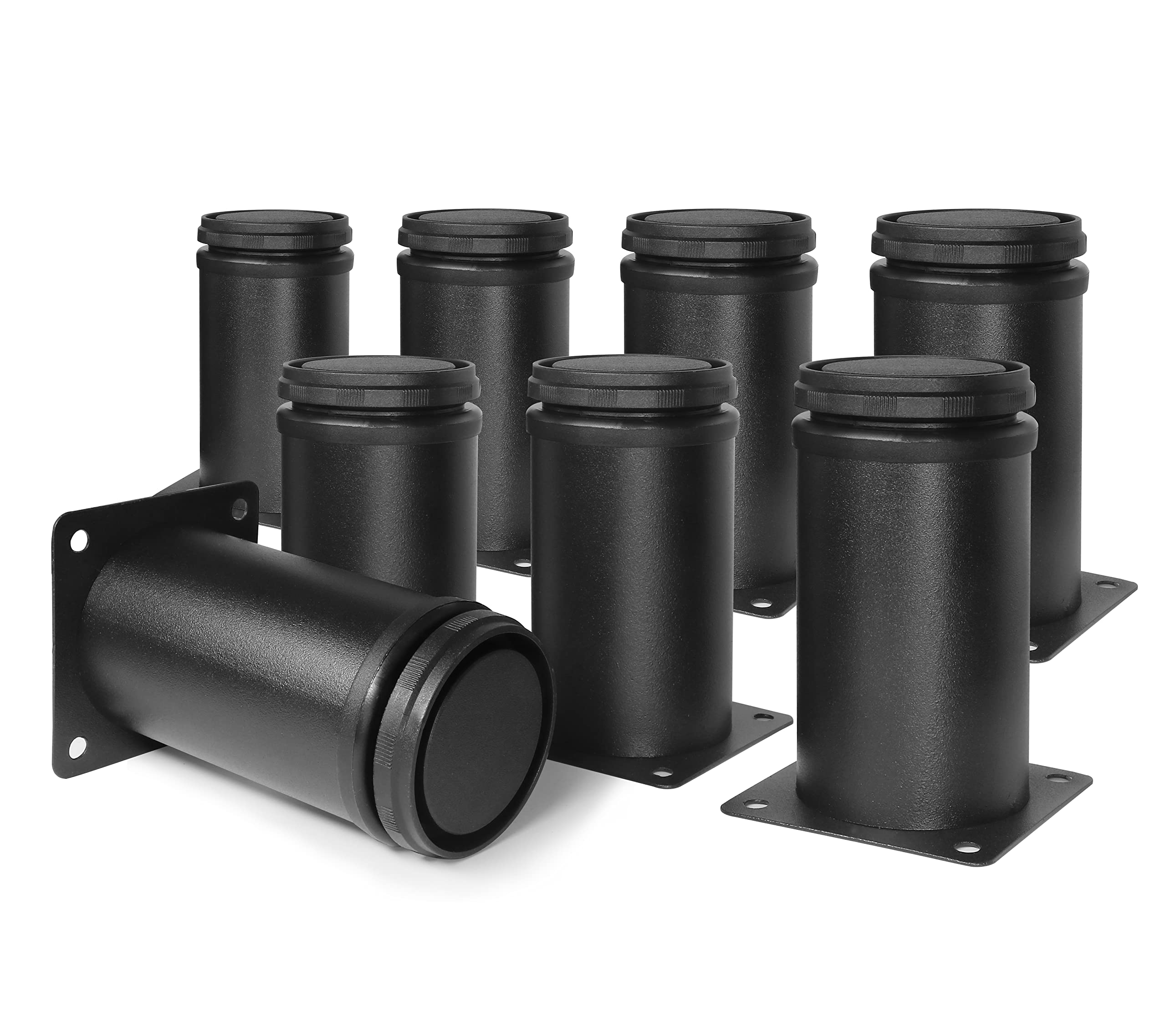 Photo 1 of Masendelk 4 Inch Metal Furniture Legs Stainless Steel Adjustable Legs Black Metal Legs Round Cabinet Legs for Coffee Table Cabinet Desk Sofa Shelves, Pack of 8