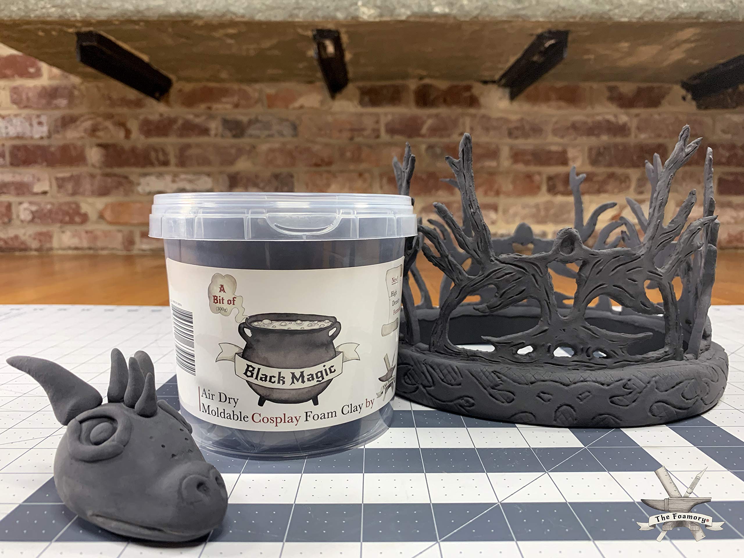 The Foamory Moldable Cosplay Foam Clay (300g Black) High Density Air Dry Clay, EVA Foam Sands Paints Easily, Non-Toxic Safe for Kids, Adults & Crafts