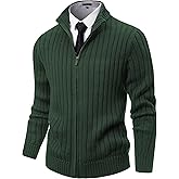 NITAGUT Men's Cardigan Sweater Stand Collar Full Zip Up Sweater Slim Fit Casual Knit for Winter