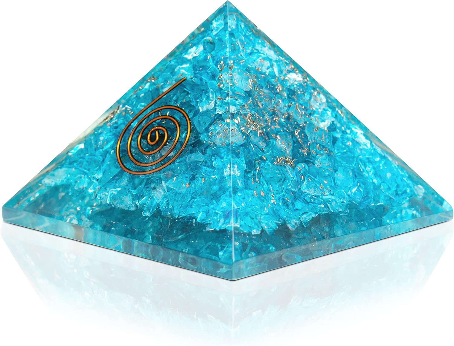 Mixed Media - PURA ESPRIT Orgone Pyramid for Protection– Aquamarine Crystals Energy Orgonite Pyramid Crystals for Healing – Crystal Pyramid for Positive Energy Reiki Meditation - Healing Crystal Gift Meditation