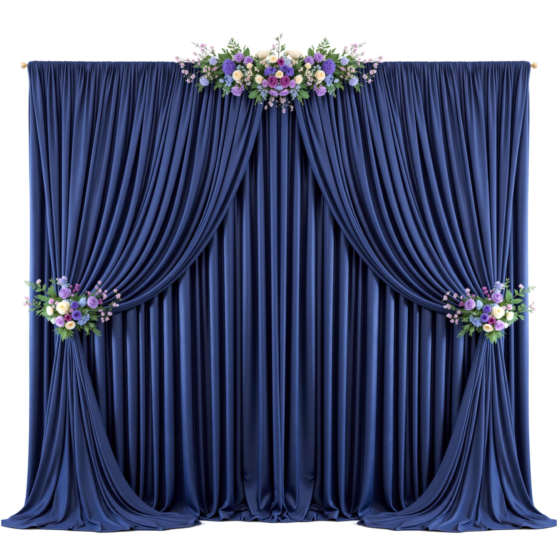 Photo 1 of 20ft x 10ft Navy Blue Backdrop Curtains for Parties – Wrinkle-Free Polyester Drapes, 4 Panels 5ft x 10ft Navy Photo Backdrop for Wedding, Baby Shower, Birthday Parties & Photography Background Decor