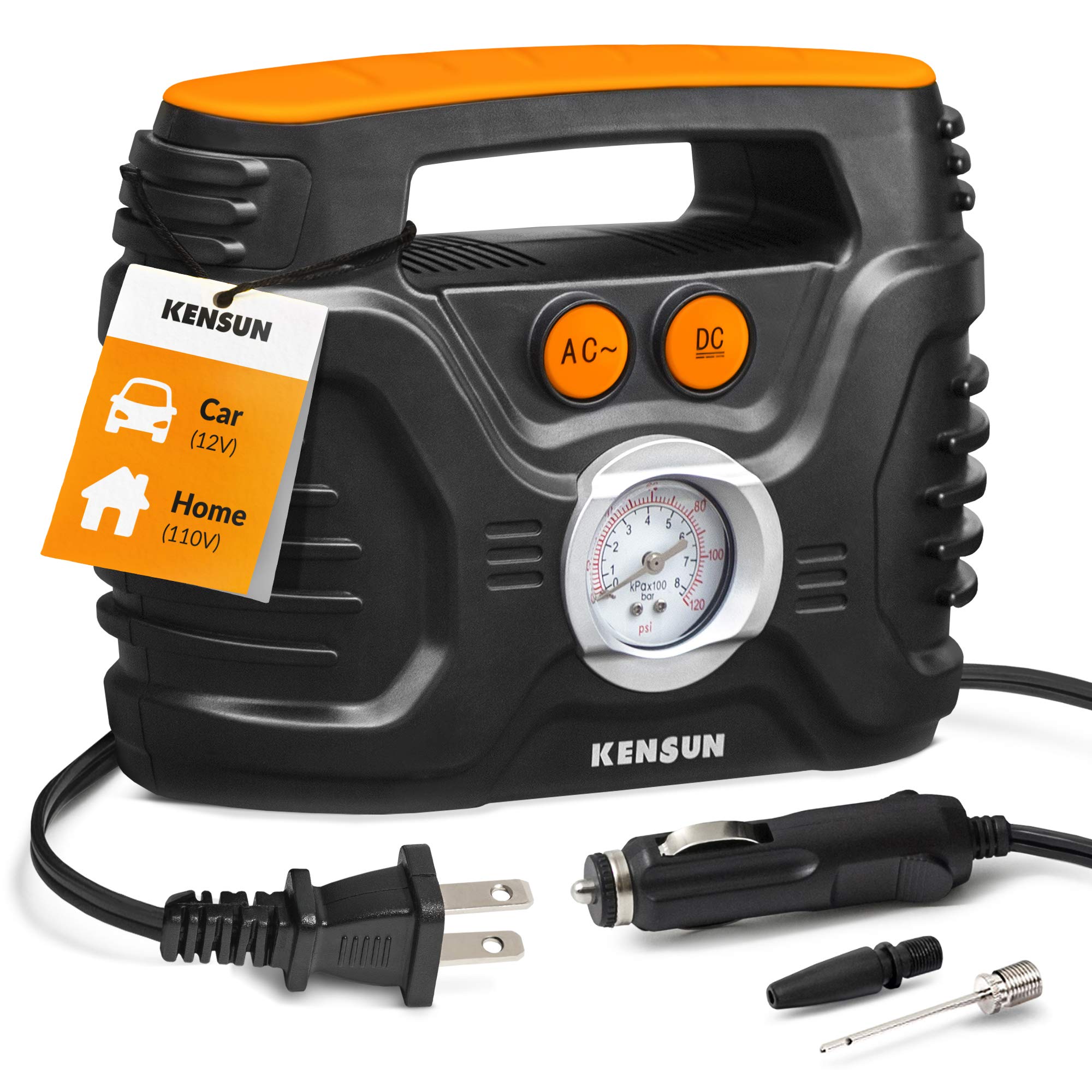 Kensun AC/DC Power Supply Portable Air Compressor Pump with Analog