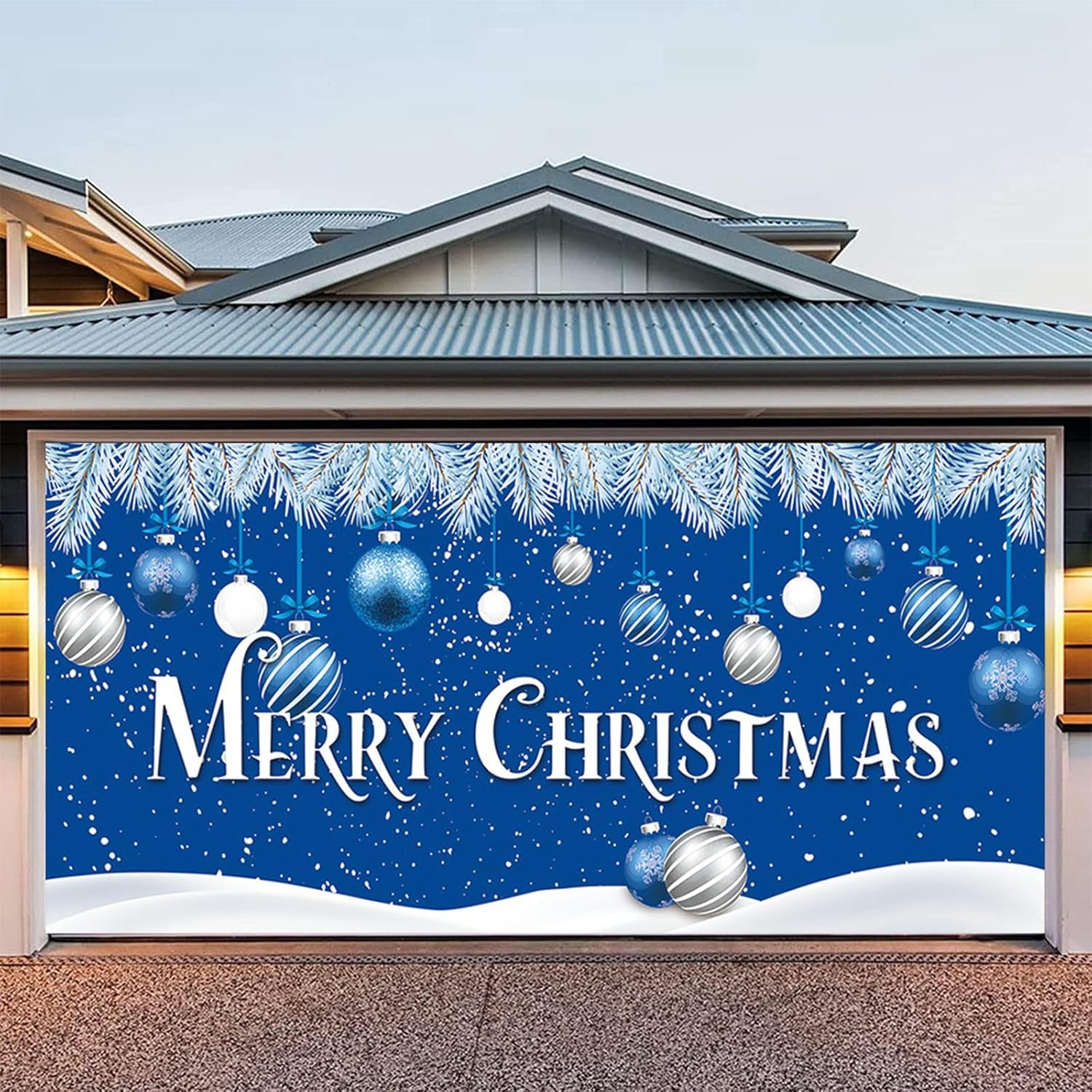 Garage Door Decorations - Merry Christmas Garage Door Decorations Christmas Garage Door Banner 7 X 16 ft Hanging Door Decor Murals For Outdoor Holiday Christmas Party Supplies (AH-E, 7 X 16 ft)