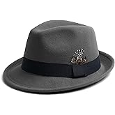 EOGIMI Short Brim Fedora Hats for Men & Women Felt Dress Panama Trilby Hats with Feathers Band