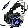 ENHANCE Scoria USB Gaming Headset with Noise Cancelling Mic, 7.1 Surround Sound, Bass Vibration, LED Lighting & In-Line Controls - Gaming Headphones for PC, Laptop, PS5, PS4 - TeamSpeak Certified