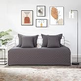 TieyaChkis 5 Piece Daybed Cover Set Twin Daybed Bedding Sets for All Season Lightweight Daybed Comforter with Matching Shams&amp;Decorative Pillows, Double Sided-Quilting Day Bed Cover,39"x75",Gray