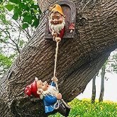 Ahbuohe Gnome Garden Decoration Climbing Tree Decor Outdoor,Fairy Door Tree Face Figurine Lawn Patio Decor,Funny Climbing Elves Tree Peeker Sculpture Yard Art