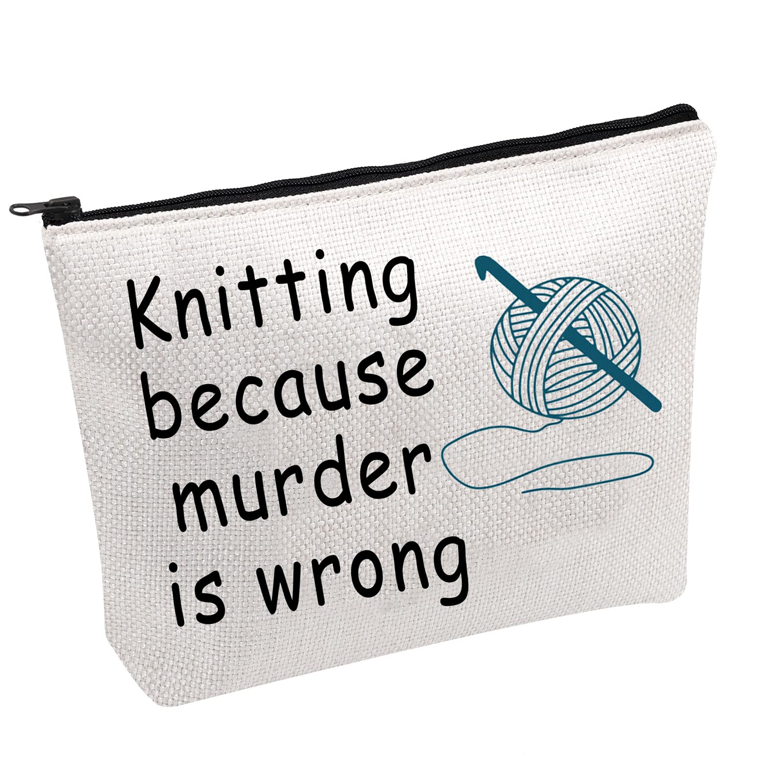 Knitting Project Bag Knitting Because Murder is Wrong Knitting Humor Gift Yarn Bag Knitting Bag (Knitting Because B)