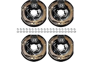 TRAILER SUPPLIES TrailerSupplies 12"x2" Electric Trailer Brake Kit, 4-Pack Self-Adjusting Assemblies for 7,000 lb Axles, Replaces Dexter, 5 Bolt Mount, Fits 15"-17.5" Wheels