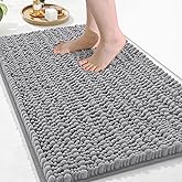Arotive Luxury Chenille Bathroom Rug Mat, Extra Soft Thick Absorbent Shaggy Bath Rugs, Non-Slip Machine Wash Dry, Plush Bath Mats for Bathroom, Shower and Tub, 36x24, Light Grey