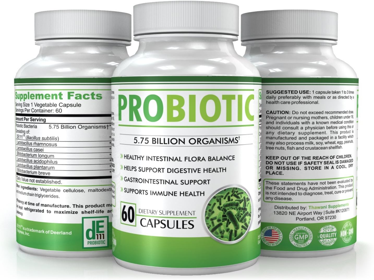 Best Probiotics Supplements - Multi Human Strain Incluing Lactobacillus Acidophilus - More Than 5 Billion Living Microorganisms - Improve Your Digestion & Bowel Regularity - 60 Capsules