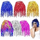 JJYHEHOT 6 PCS Colorful Tinsel Wigs Party Dress, Shiny Wig Costume Cosplay Photo Booth Wigs for Women