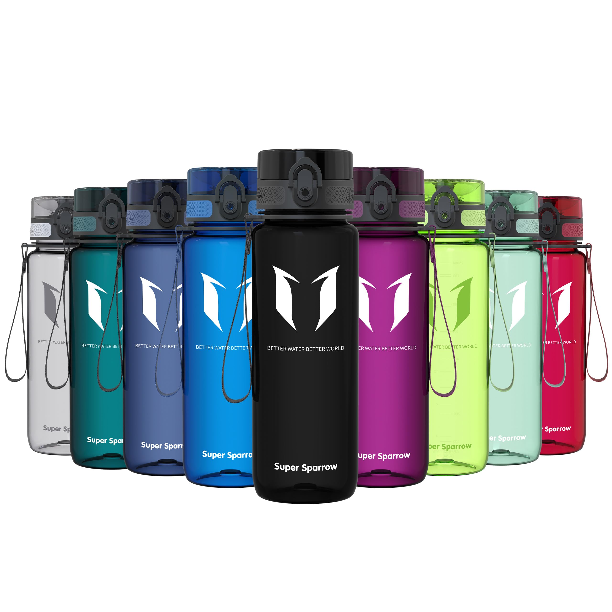 Super Sparrow Sports Water Bottle - 750ml - Non-Toxic BPA Free & Eco-Friendly Tritan Co-Polyester Plastic - For Running, Gym, Yoga, Outdoors and Camping