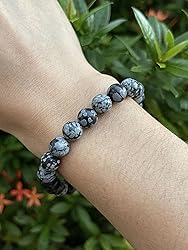 Snowflake Obsidian Crystal Bead Bracelet