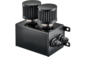 EVIL ENERGY 10AN Oil Catch Can 1.2L – Dual Breather Filter, Universal Baffled Catch Can Kit Aluminum Air Oil Separator with Drain Valve