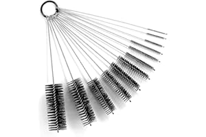9.8 Inches Nylon Tube Brush Set, Nylon Bottle Cleaning Brush Set, 12 Pieces Variety Pack for Glasses Drinking Straws, Keyboar
