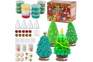 LAHAND Christmas Trees Crafts Sets，Air Dry Clay Kits for Kids，Modeling Clay Christmastree DIY Sets,Christmas Stocking Stuffers Perfect for Winter Children's Holiday Party Decoration Gifts