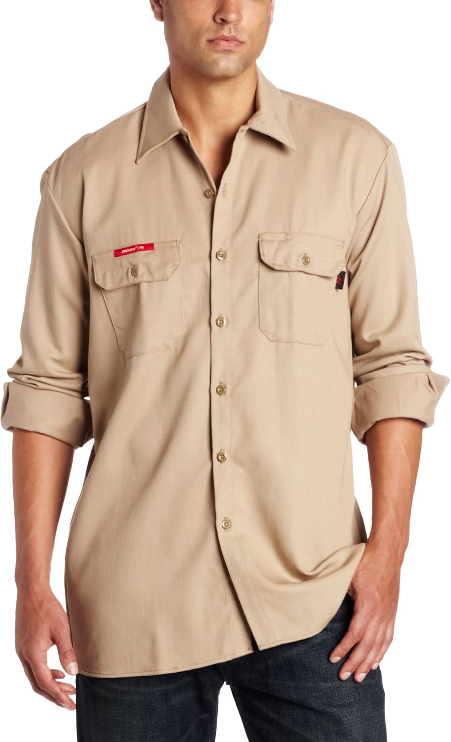 Dickies Men's Flame Resistant Work Shirt Beige Medium Amazon.co.uk