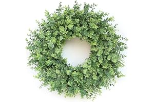 GLIDLION 26" Eucalyptus Wreath for Front Door, Porch, Window - Large Artificial Greenery Outdoor Wreath for Home, Farmhouse Decor - Spring, Summer, Fall, All Seasons (Green)