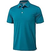 MAGCOMSEN Men's Polo Shirts Short Sleeve Striped Golf Polos Dry Fit Casual Performance Collared Shirt