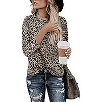 BMJL Women's Casual Cute Shirts Leopard Print Tops Basic Short Sleeve Soft Blouse