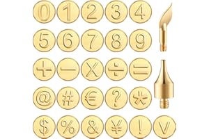 Honoson 28 Pieces Wood Burning Number Tips Stamps Kit Tool, Numbers and Symbol Copper Mold Carving Set for DIY Embossing Carve Crafts Wooden Burning Stencil Kits Hobby Woodworking Tools