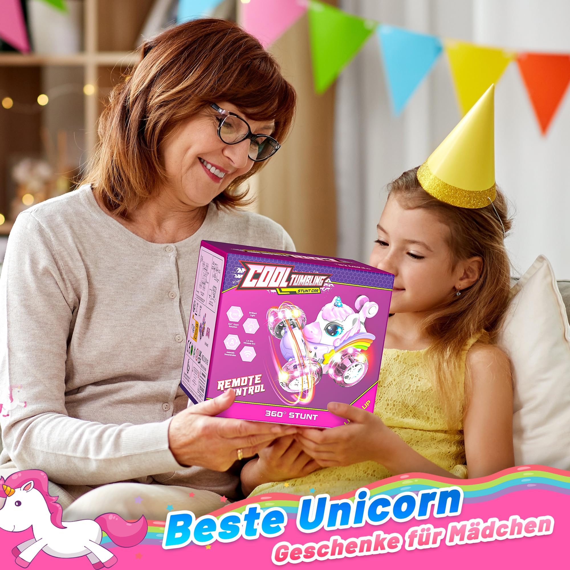 Hot Bee Einhorn LED RC Auto, Ferngesteuertes Spielzeug für Mädchen 3–6 6