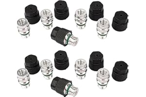 MARSRUT 10 Set AC Service Port High Side M12x1.5 Male, Fits for GM 52458184 MT0105 800-955 59946 15-5438 Charge Valve Includes Black Caps, Universal Charging Core Cover Kit to Repair Air Conditioner Service