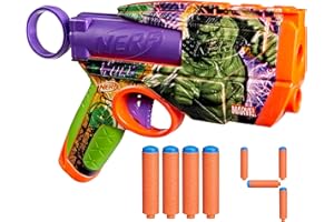 Nerf Marvel Hulk Dart Blaster | 4 Nerf N1 Foam Darts | Hulk-Inspired Blaster Skin Designs | Kids Christmas Stocking Stuffer Gifts |Outdoor Toys | Ages 8+ (Amazon Exclusive)