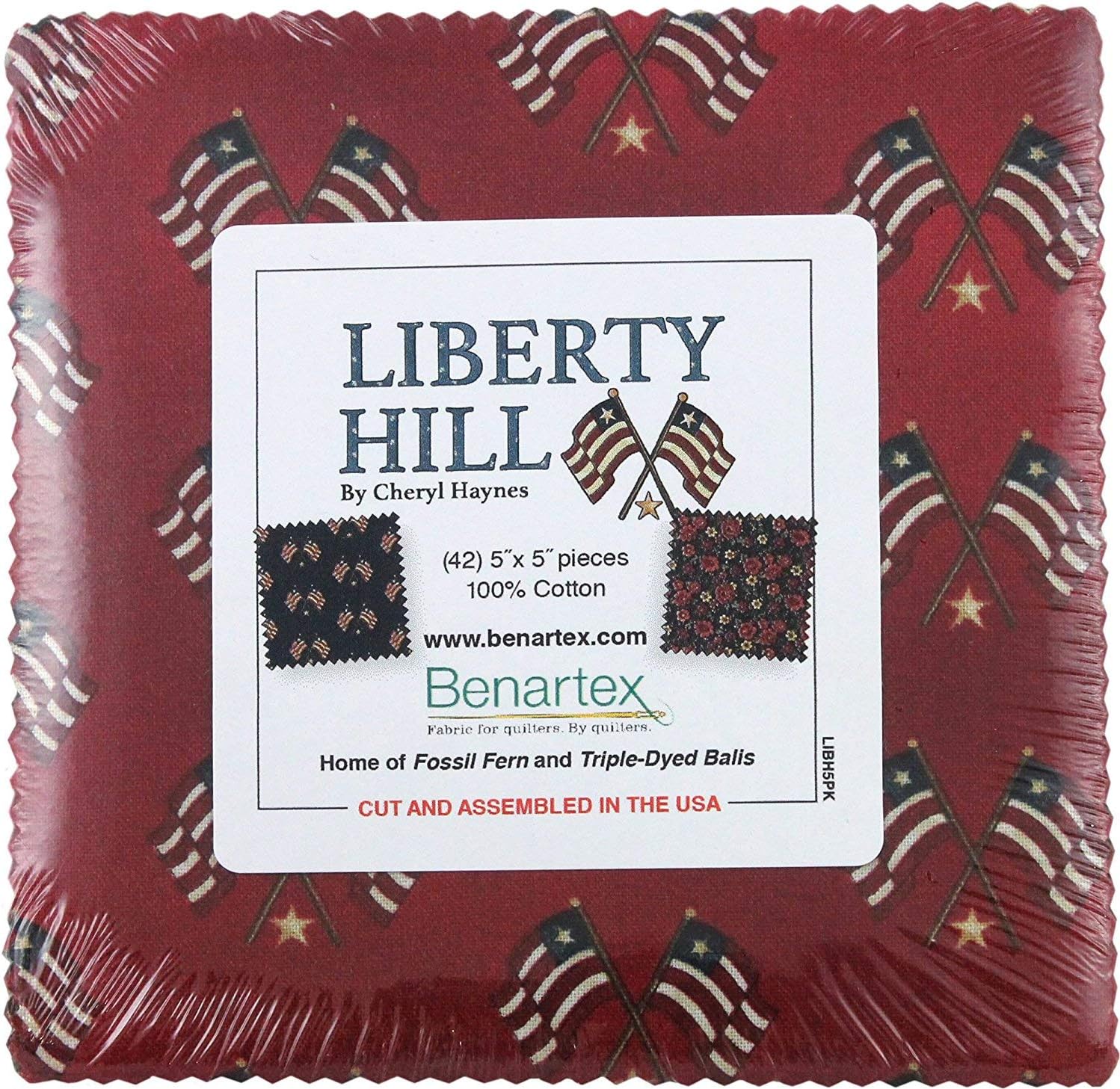 Benartex Liberty Hill Precut 5inch Charm Pack Cotton Fabric Quilting Squares Assortment
