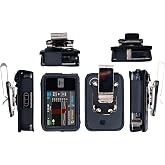 Fitted Pouch Case with Removable Metal Swivel Belt Clip + Screen Protector for Tandem Insulin Pump Tandem t:Slim X2 (V1-Black)