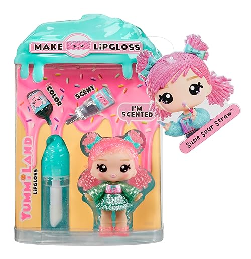 Yummiland Lip Gloss Doll - Susie Sour Straw - Includes DIY Lip Gloss Kit, Suitable for Children Ages 4+