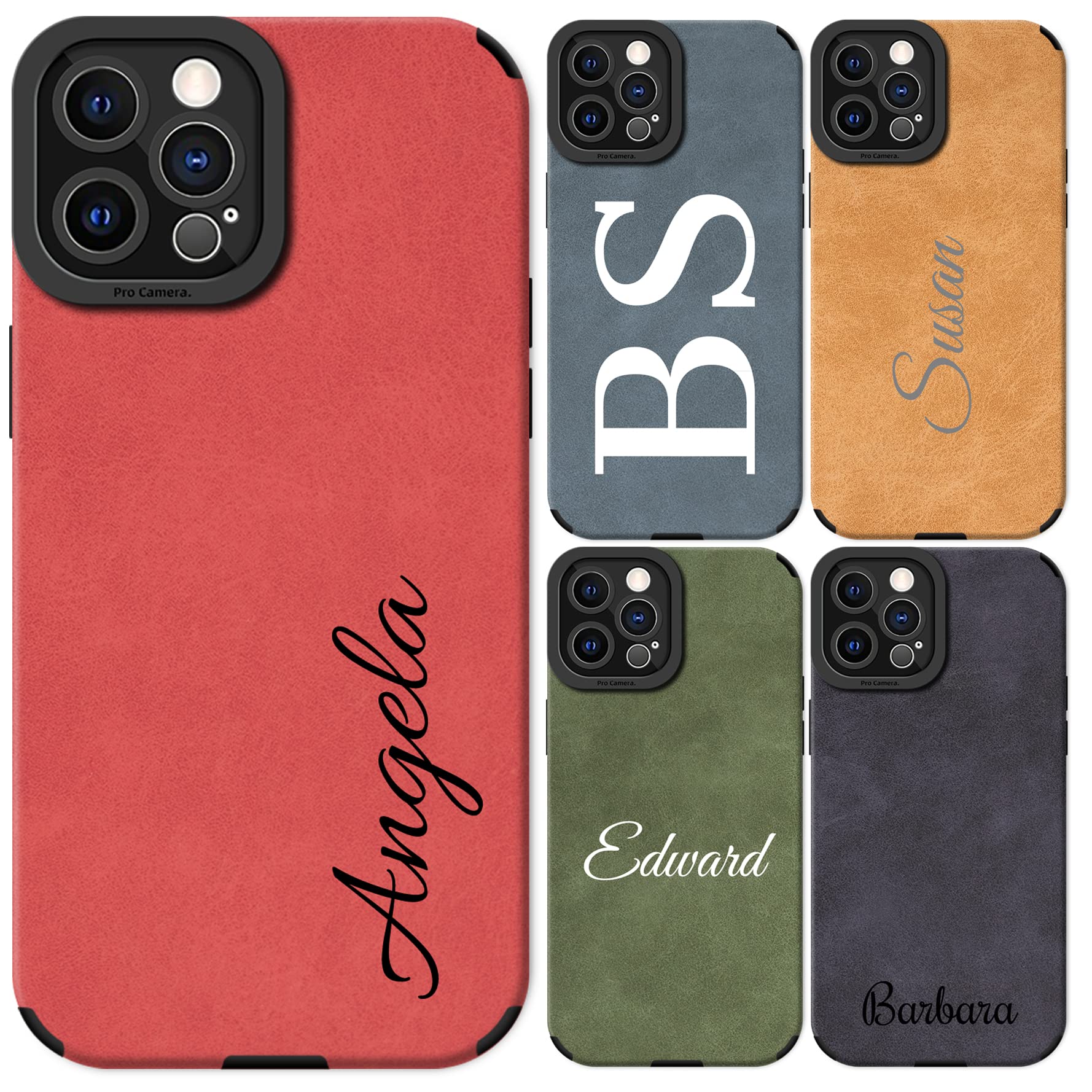 Bitrue Personalized Custom Name Text Case for for iPhone 14 13 12 11 Pro Max XR Xs X 6 7 8 Plus,Soft TPU+Leather Material(Custom Text)
