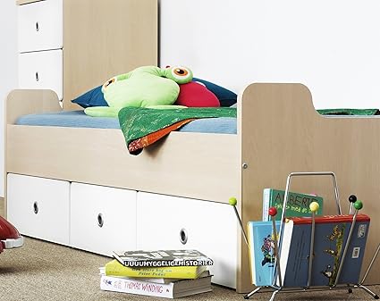 Ideal Childrens Jubee Single 3ft Cabin Bed With Drawers Beech