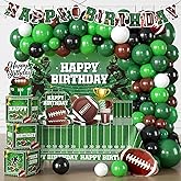 cocomigo 245 Pcs Football Birthday Party Decorations Birthday Banner, Balloons Arch, Plates and Napkins Set Tablecloth Backdrop for Football Party Decorations