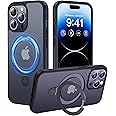 CASEKOO Designed for iPhone 14 Pro Case with Magnetic Invisible Stand [Military Drop Protection] [Compatible with MagSafe] Shockproof Slim Translucent Matte Pro Case 6.1 Inch, Black