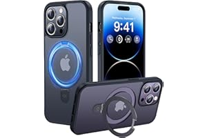 CASEKOO Designed for iPhone 14 Pro Max Case with Magnetic Invisible Stand [Military Drop Protection] [Compatible with MagSafe] Shockproof Slim Translucent Matte Promax Case 6.7", Black