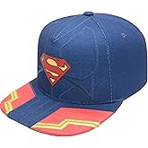 DC Comics Superman Baseball Cap, 6 Panel Adult Adjustable Snapback Hat with Flat Brim for Men and Women, Navy, One Size