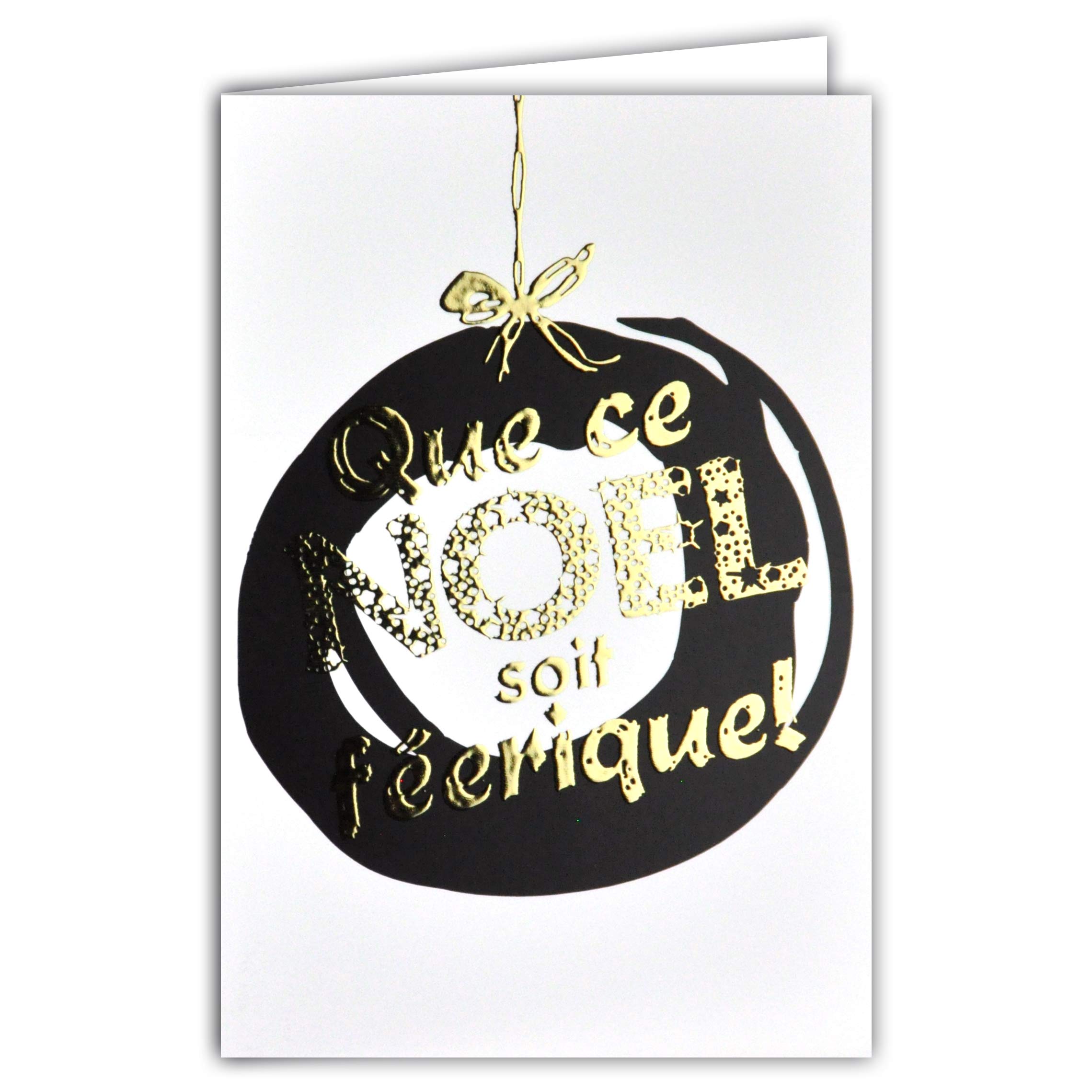 Gold and Black Bauble Christmas Card
