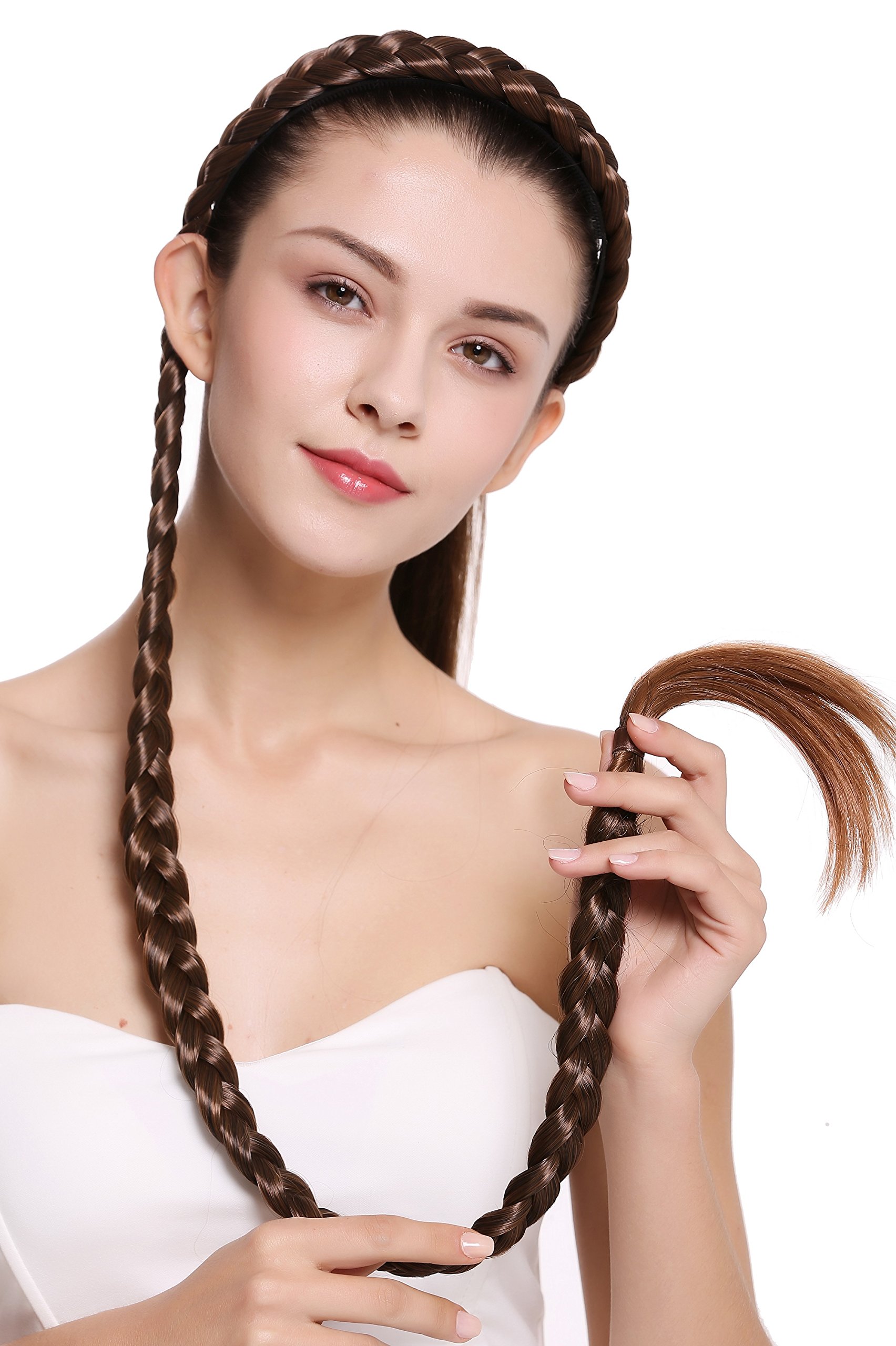 WIG ME UP - N1038-2T30 hairpiece plat plaited to Alice band very long livery blonde mottled 37,5 inches