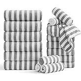 Smuge 18 Pcs Bath Towel Set, Include 6 Bath Towel Sheets, 6 Hand Towels and 6 Washcloths - Highly Absorbent Quick Dry Microfiber,Ultra Soft Bathroom Towel Set with Hanging Loop - Light Gray
