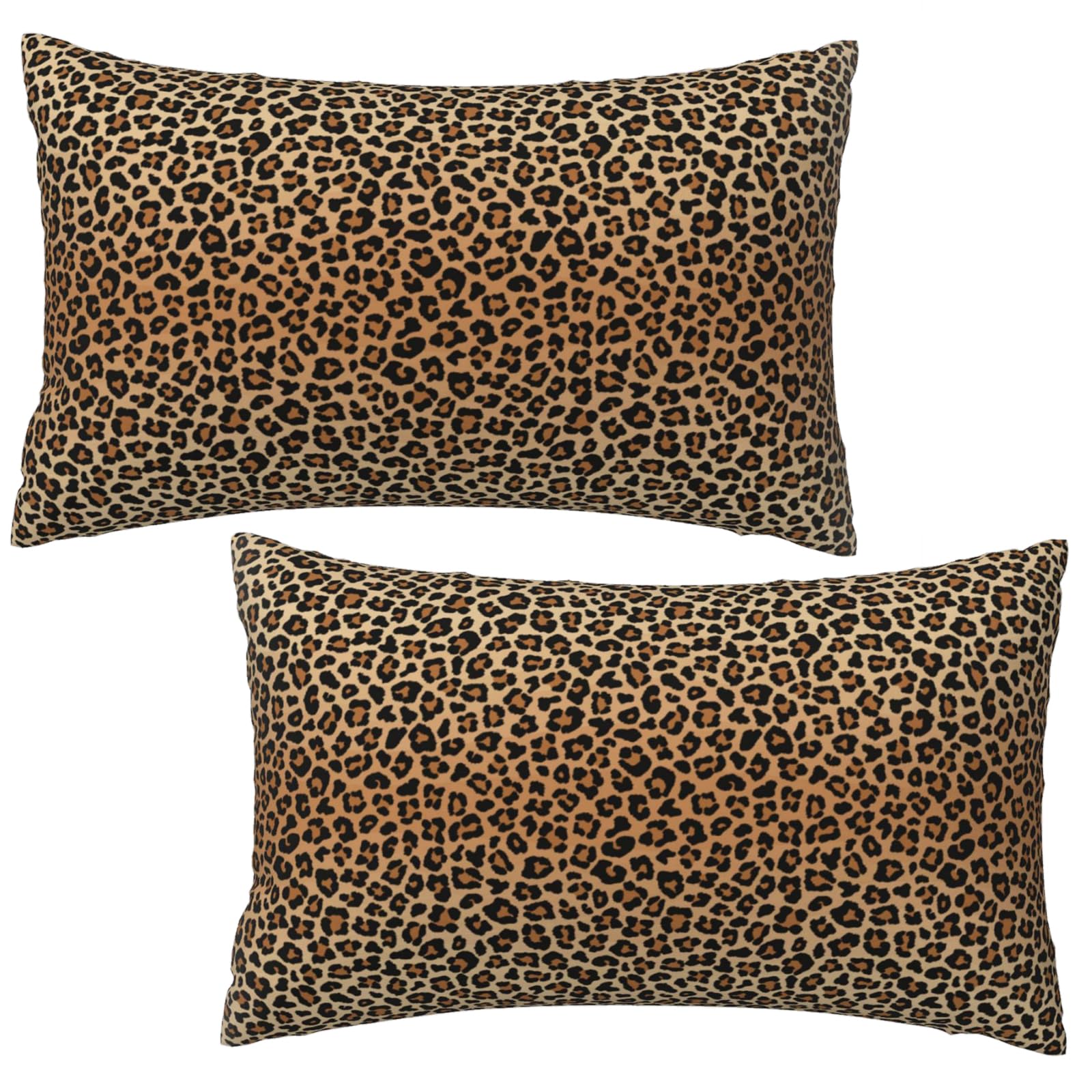 Photo 1 of Qwalnely 2 Sets Leopard Print Decorative Throw Pillow Covers, 12x20 Inch for Living Room Couch Bed Sofa, Cheetah Print Home Decor, Soft Cushion Case