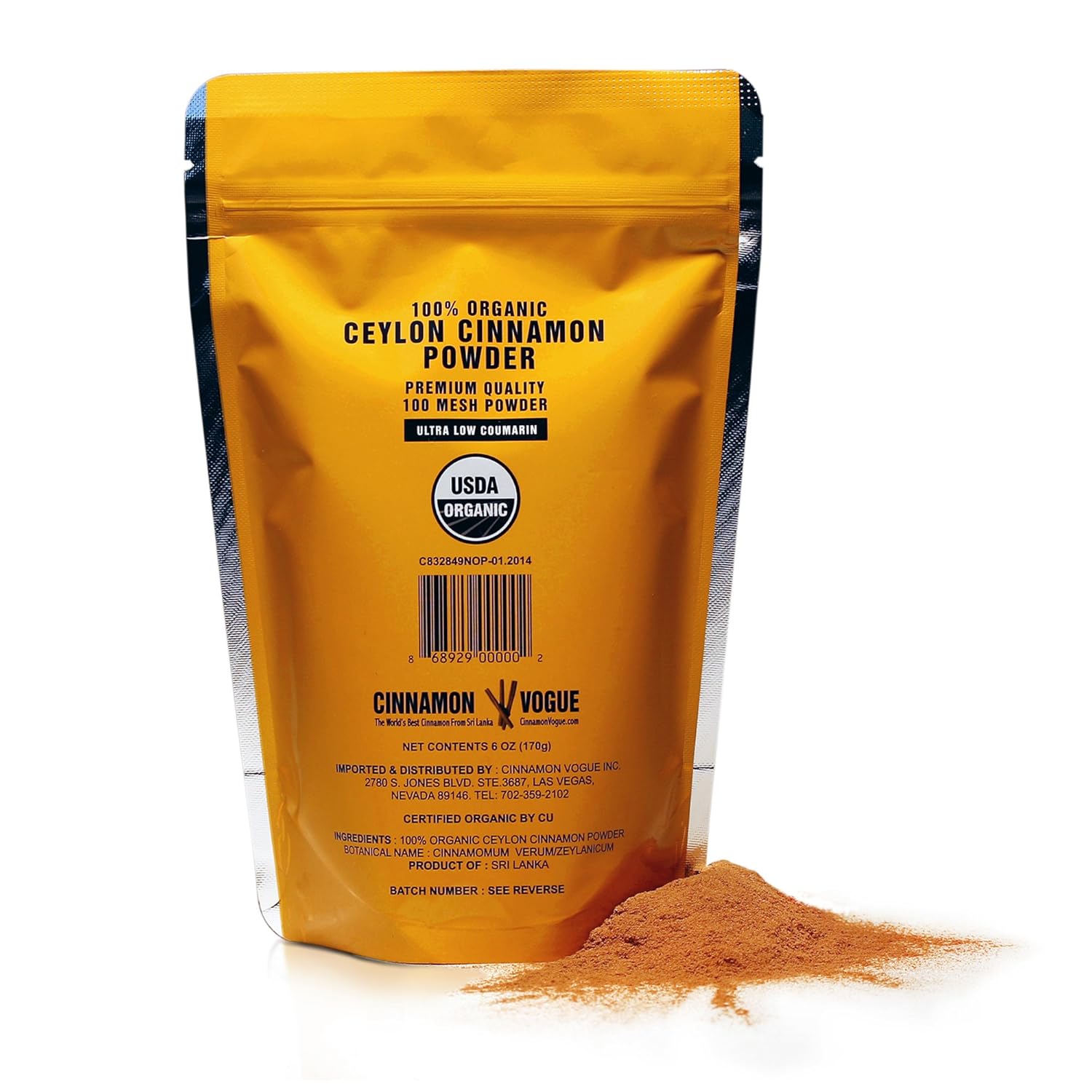 Ceylon Cinnamon Powder 6oz (100 USDA Organic) Grocery