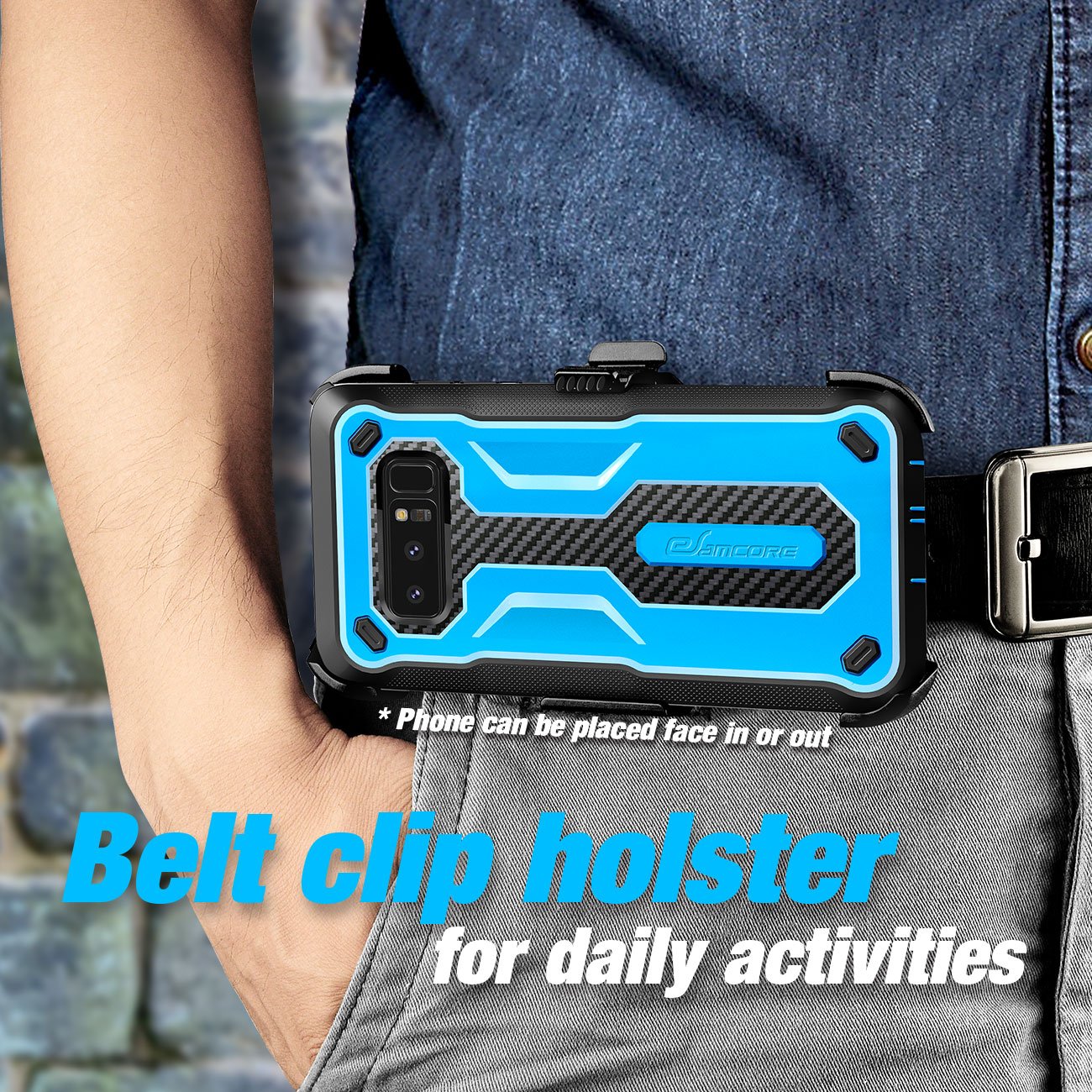 Galaxy Note 8 Case, eSamcore Full Body Protection Shockproof Case Cover with Rugged Heavy Duty Holster Clip Kickstand [WITHOUT Built-in Screen Protector] for Samsung Note 8 2017 [Blue]