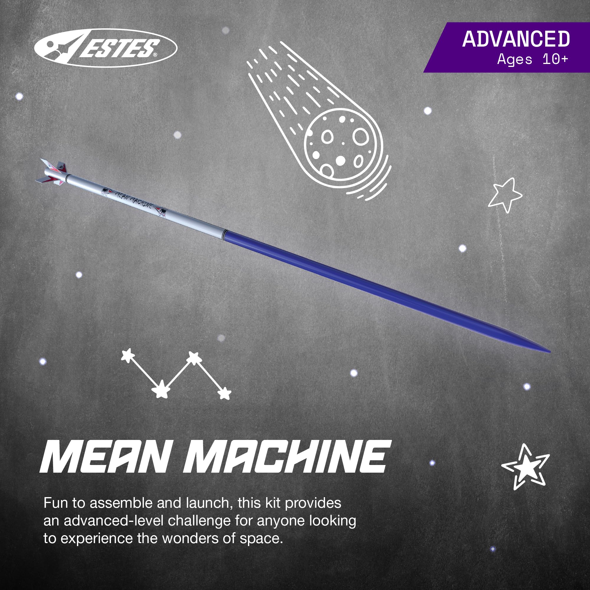 Estes 1295 Mean Machine Rocket-Building Kit, Advanced Flying-Rocket-Model Kit for Ages 10+