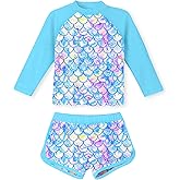 Vogseek Girls Rash Guard Two Pieces Swimsuit Long Sleeve Bathing Suit for 3-10 Years