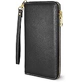 Yarnic Women's Wallet, Black, Faux Leather, RFID Protected, 8.9" x 4.7" x 0.8"