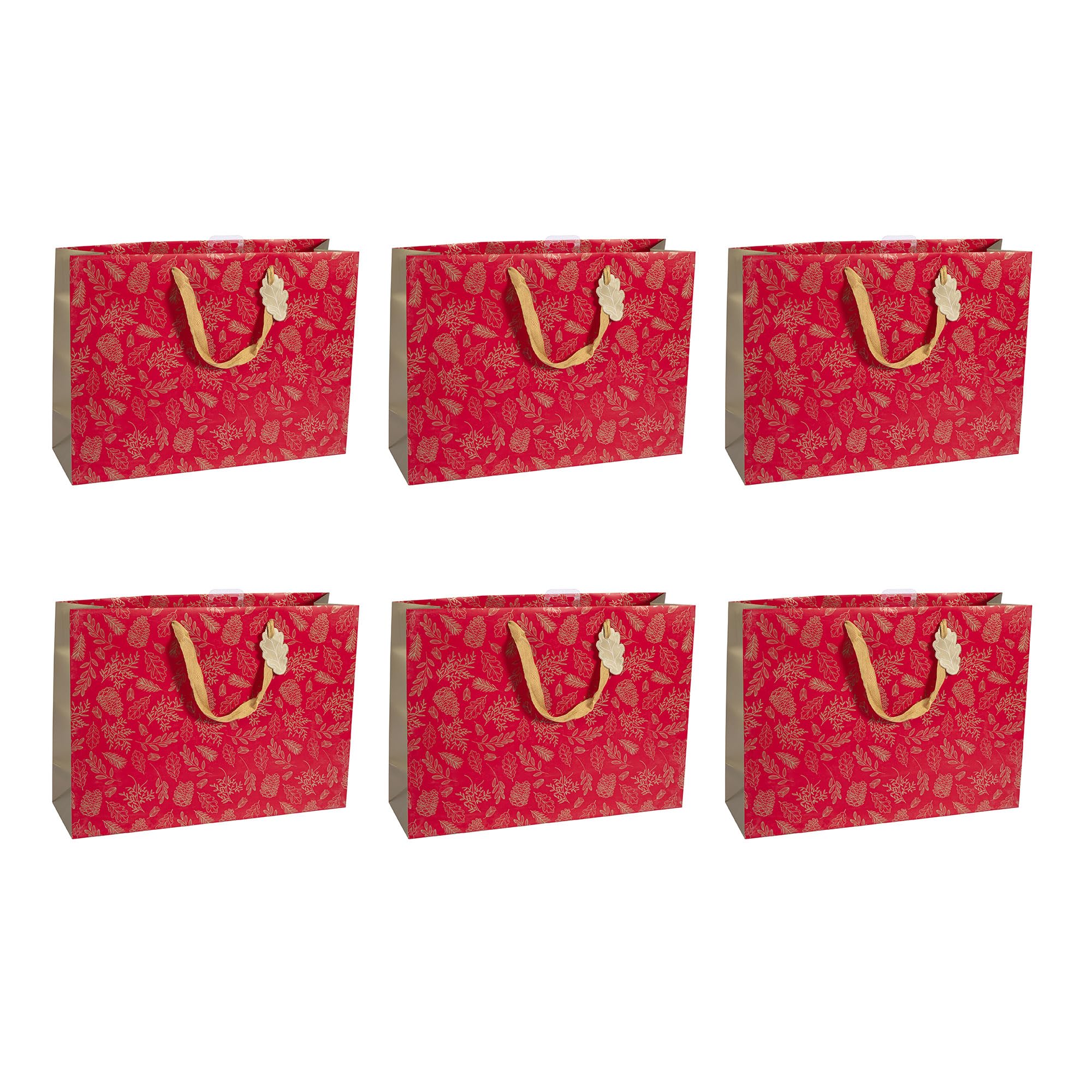 Clairefontaine X-29511-6Cpack - A Set of 6 Excellia Gift Bags- Shopping - 37,3x11,8x27,5 cm - 210g - Design: Gold, Leaves, Foliage - Ideal for games, Puzzles